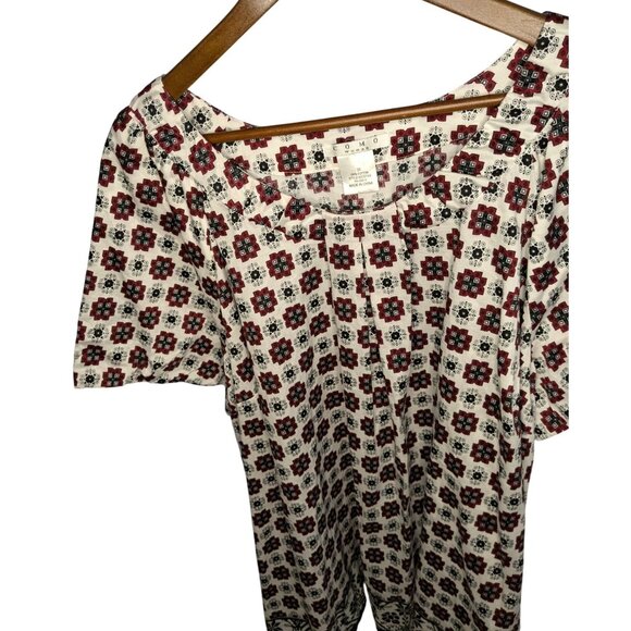 Como Woman Floral Print Tunic 3X 100% Cotton Short Sleeve Red/Black/White - Picture 8 of 10